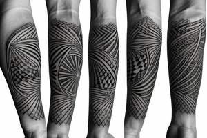 Filipino island earth water sun patterns wrapped around forearm tattoo idea