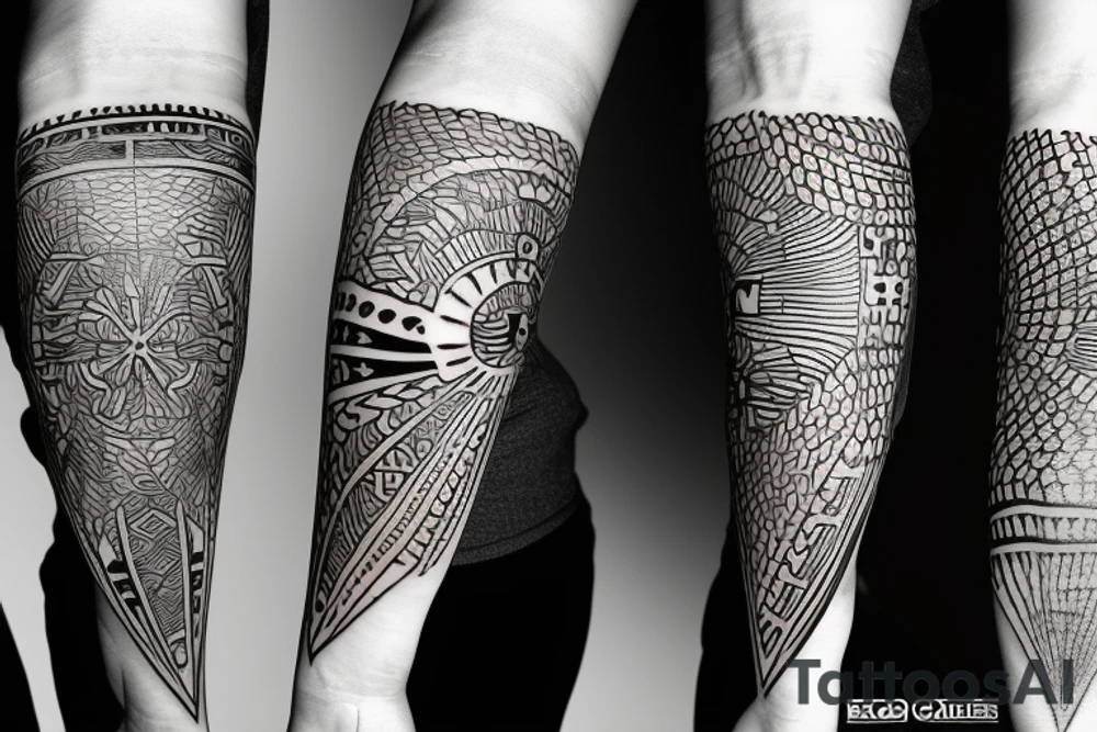 Filipino island earth water sun patterns forearm tattoo idea