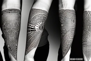Filipino island earth water sun patterns forearm tattoo idea