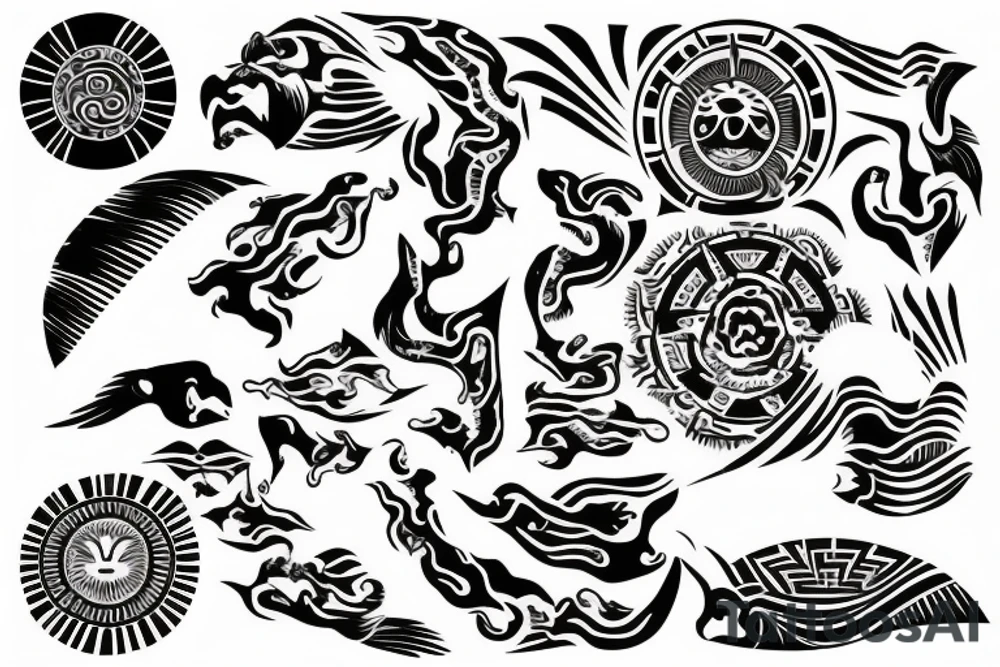 Filipino island earth water sun patterns forearm tattoo idea