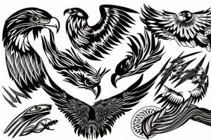 Filipino waves eagle lightning mountain tattoo idea