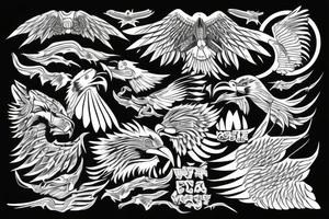 Filipino waves eagle lightning mountain tattoo idea
