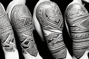 Filipino sun waves eagle lightning mountain tribal patterns forearm tattoo idea