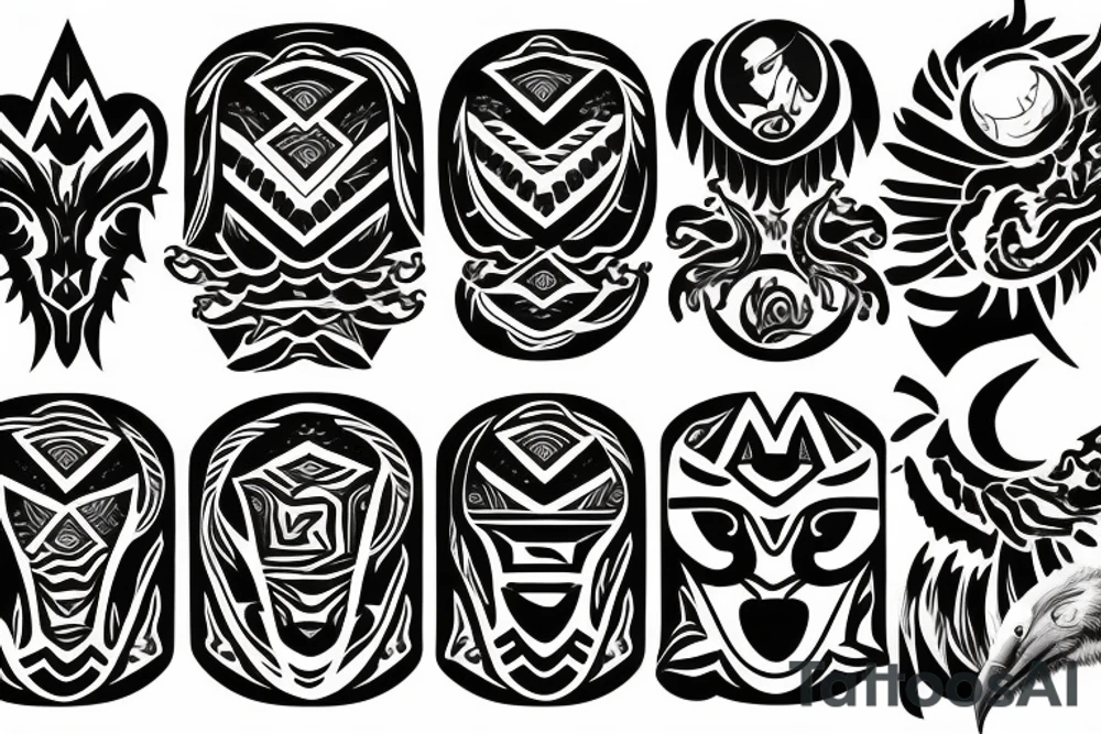 Filipino sun waves eagle lightning mountain tribal patterns forearm tattoo idea