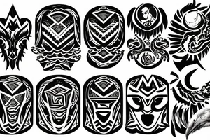 Filipino sun waves eagle lightning mountain tribal patterns forearm tattoo idea