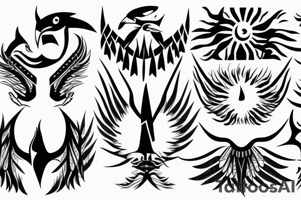 Filipino sun waves eagle lightning mountain tribal patterns forearm tattoo idea Filipino sun waves eagle lightning mountain tribal patterns forearm tattoo idea