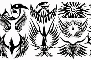 Filipino sun waves eagle lightning mountain tribal patterns forearm tattoo idea