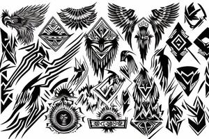 Filipino tattoo sun waves eagle lightning mountain tribal patterns forearm tattoo idea