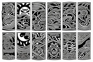 Sun and moon encased by ocean waves and lightning around forearm filipino tribal tattoo tattoo idea
