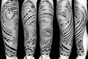 Sun and moon encased by ocean waves and eagle around forearm filipino tribal tattoo tattoo idea