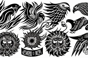 Sun and moon encased by ocean waves and eagle around forearm filipino tribal tattoo tattoo idea