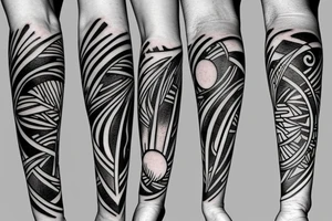 Sun and moon encased by ocean waves a lightning forearm tattoo idea