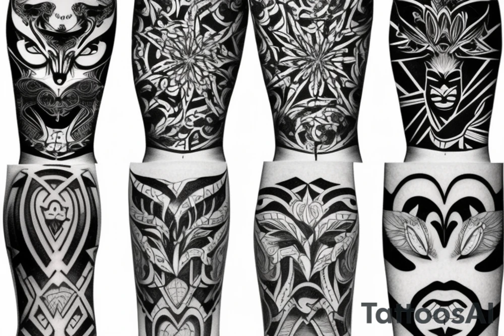 Patterned gym arm sleeve tattoo idea