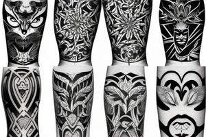 Patterned gym arm sleeve tattoo idea