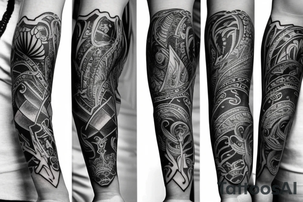 Arm sleeve attractive tattoo idea