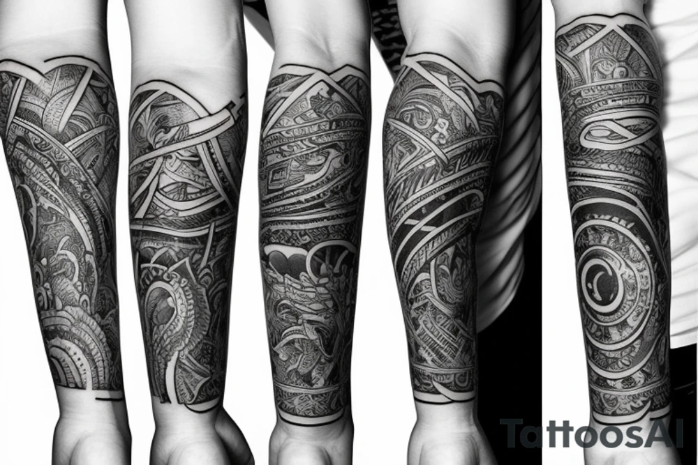 Arm sleeve attractive tattoo idea
