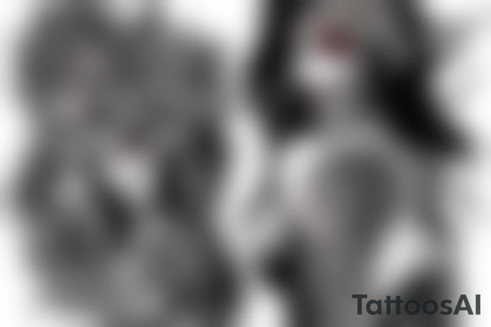 Demon Girl Elaborate Detailed Vivid Smokey Grim Wicked Smirk nonabstract mural back tattoo idea