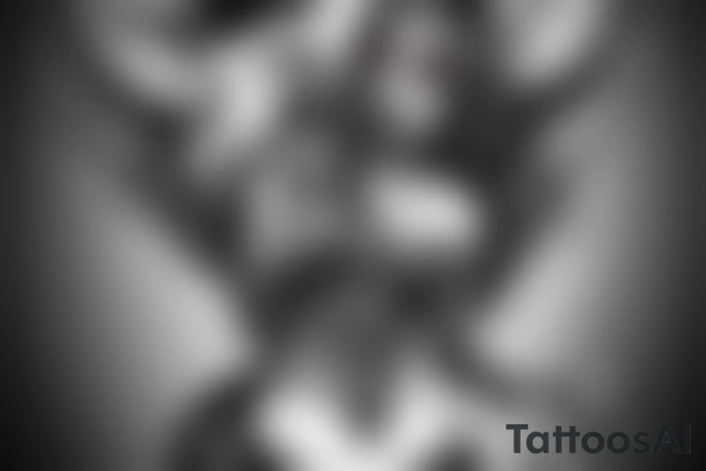 Demon Girl Elaborate Detailed Vivid Smokey Grim Wicked Smirk nonabstract mural back tattoo idea