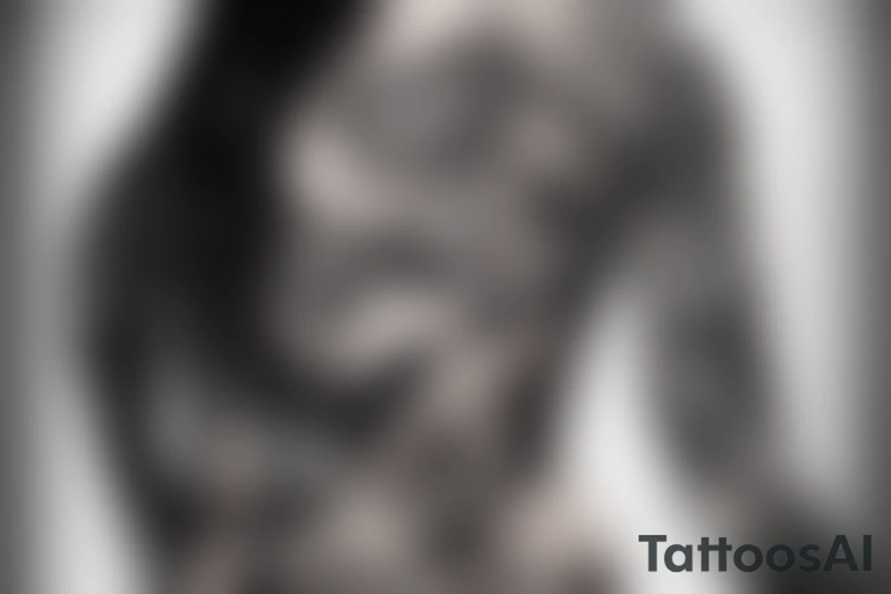 Demon Girl Elaborate Detailed Vivid Smokey Grim Wicked Smirk nonabstract mural back tattoo idea