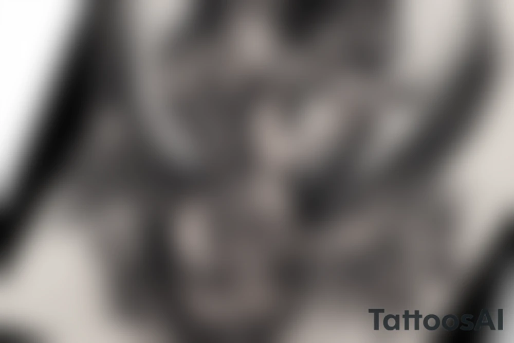 Demon Girl Elaborate Detailed Vivid Smokey Grim Wicked Smirk nonabstract mural back tattoo idea