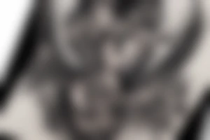 Demon Girl Elaborate Detailed Vivid Smokey Grim Wicked Smirk nonabstract mural back tattoo idea