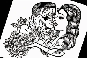 Man and woman in love getting married tattoo idea
