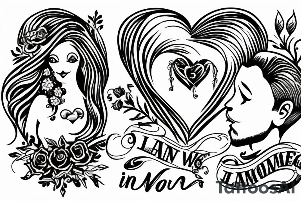Man and woman in love getting married tattoo idea