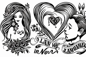 Man and woman in love getting married tattoo idea