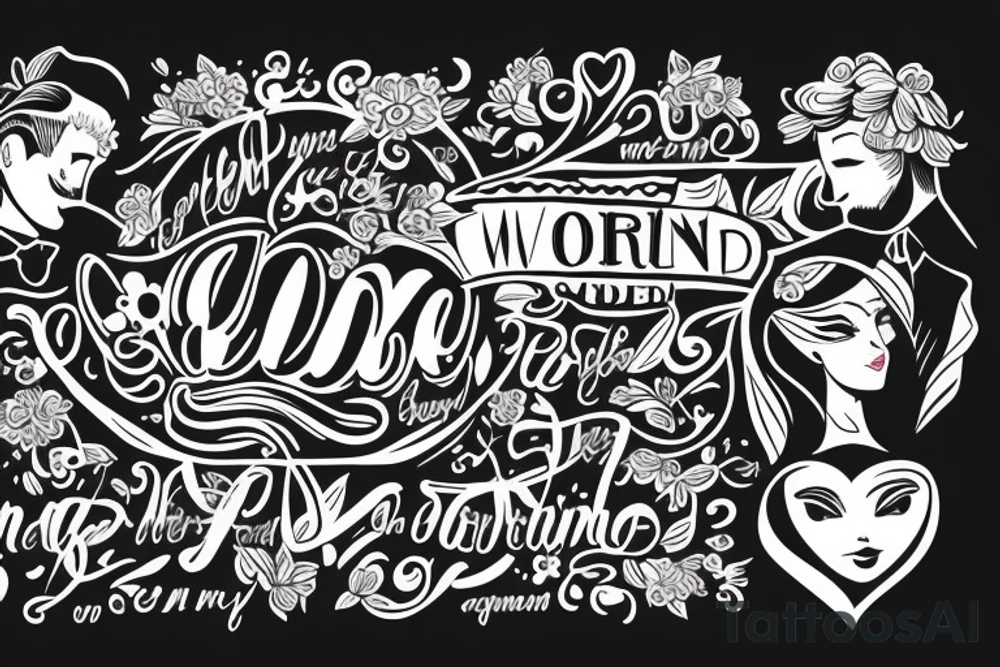 Man and woman in love getting married tattoo idea