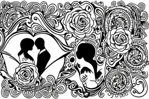 Man and woman in love getting married. No words. Full color tattoo idea