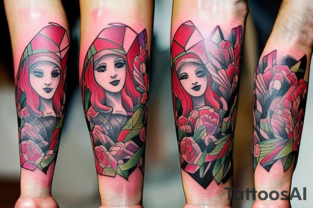 Man and woman in love getting married. No words. Full color tattoo idea