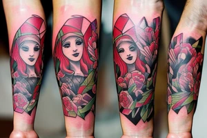 Man and woman in love getting married. No words. Full color tattoo idea