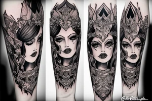 Gorgeous Demon Girl Elaborate Detailed Vivid Smokey Wicked Smirk Beautiful tattoo idea