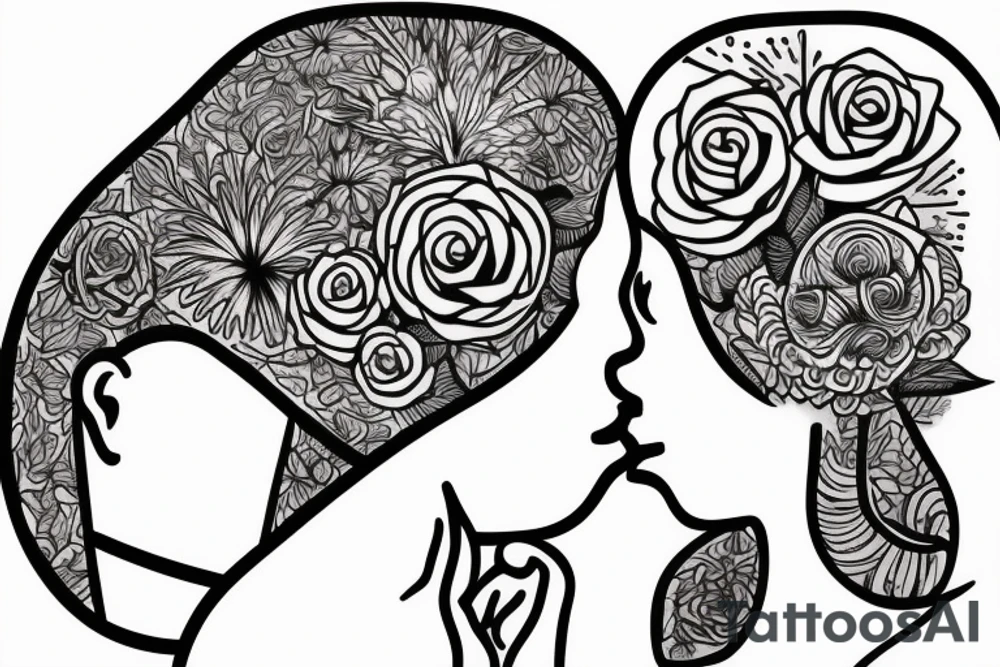 man and woman kissing each other tattoo idea