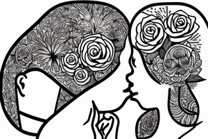 man and woman kissing each other tattoo idea