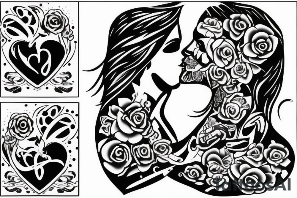 man and woman kissing each other tattoo idea
