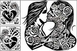 man and woman kissing each other tattoo idea