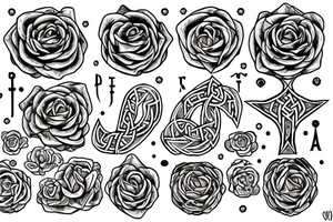 Witch Norse Runes Intricate Beautiful Stoic Roses tattoo idea
