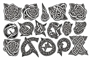Witch Norse Runes Intricate Beautiful Stoic Roses tattoo idea