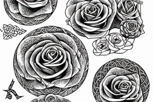 Witch Girl Norse Runes Intricate Beautiful Stoic Roses tattoo idea