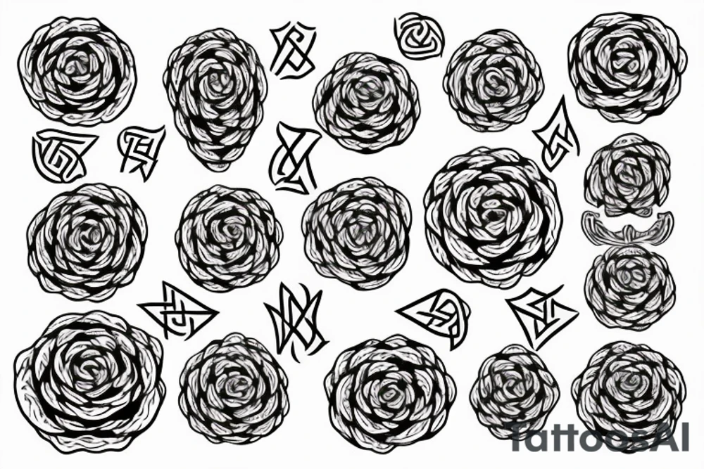 Witch Girl Norse Runes Intricate Beautiful Stoic Roses tattoo idea