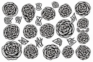 Witch Girl Norse Runes Intricate Beautiful Stoic Roses tattoo idea