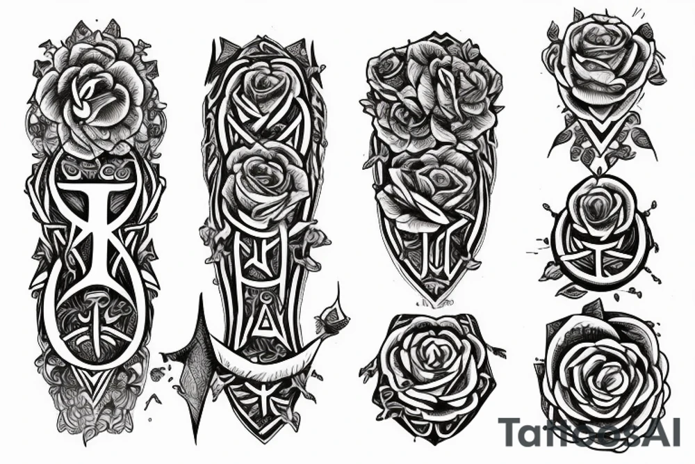 Witch Girl Runes Intricate Beautiful Stoic Roses tattoo idea