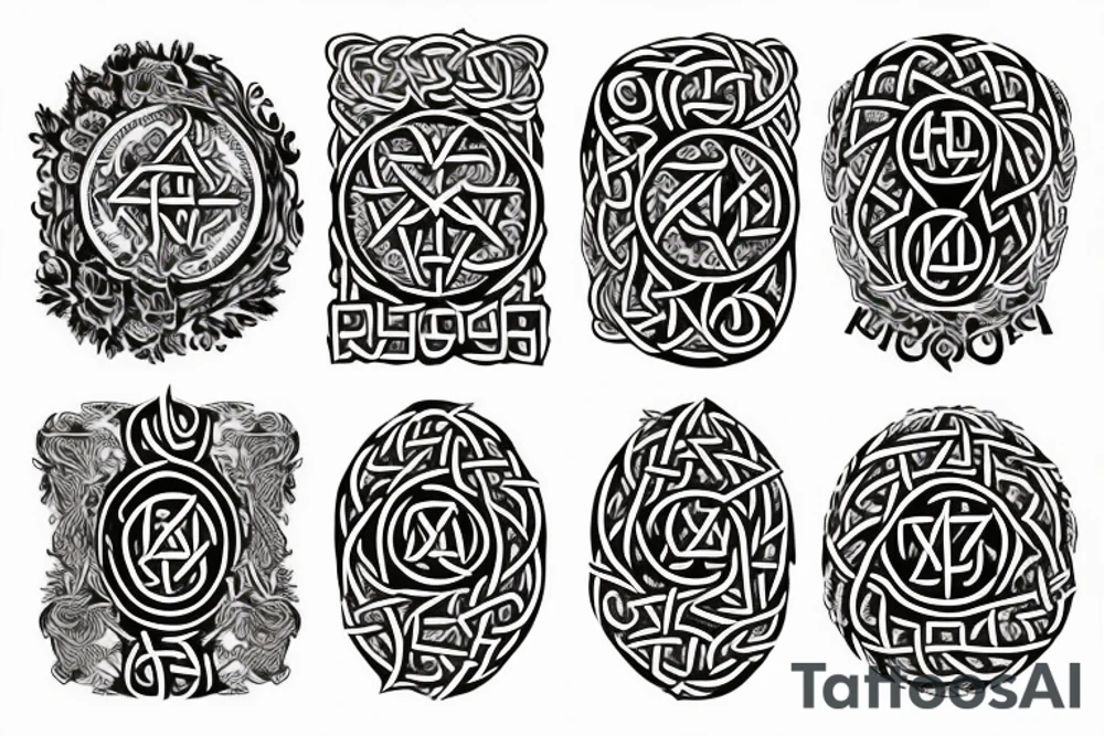 Witch Girl Runes Intricate Beautiful Stoic Roses Viking Norse tattoo idea