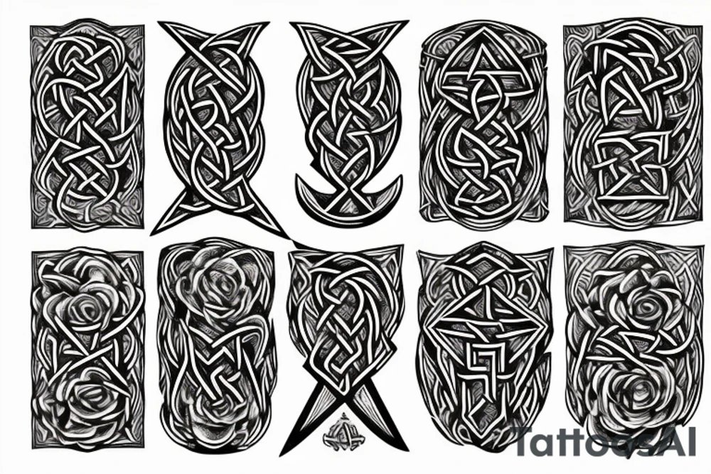 Witch Girl Runes Intricate Beautiful Stoic Roses Viking Norse tattoo idea