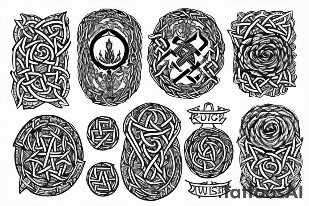 Witch Girl Runic Intricate Beautiful Stoic Roses Viking Norse tattoo idea