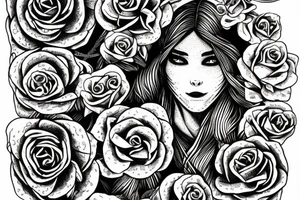 Witch Girl Intricate Beautiful Stoic Roses Viking Norse tattoo idea