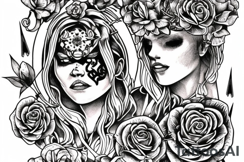 Witch Girl Intricate Beautiful Stoic Roses Viking Norse tattoo idea