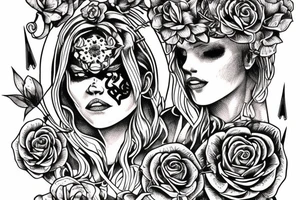 Witch Girl Intricate Beautiful Stoic Roses Viking Norse tattoo idea