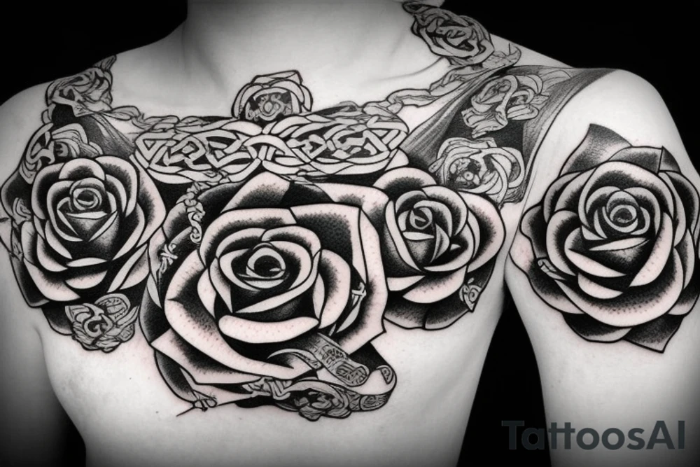 Witch Girl Intricate Beautiful Stoic Roses Viking Norse tattoo idea